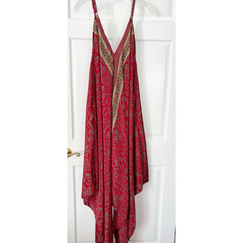 MT Collection Silk/Viscose Scarf Maxi Dress Red O/S